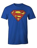 COTTON DIVISION Superman Logo Classique Camiseta, Azul (Cobalt), XL para Hombre