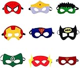 Tukcherry 9 Piezas Máscaras de Superhéroe, Máscaras de Fieltro Mitad Máscara de Cosplay con Cuerda Elástica Máscaras de Ojos para Niños Mayores...