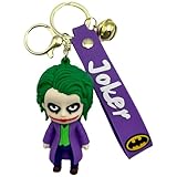 AUTOZOCO Llavero Joker silicona, Llavero de Joker, Llavero de Goma de Joker, Llavero de Figura de Joker, 7.5 cm, Silicona, Color Morado