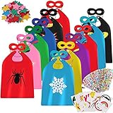 vamei 12 Piezas Disfraz Superheroe Capas y Máscaras para Halloween Navidad Carnaval Fiesta Cumpleaños Juegos Regalos para Niños