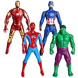 Marvel Avengers Figura de Acción, 4 Avengers Anime Modelo, Hulk, Spider, Iron Man y Capitán América Figuras Muñeca Coleccionable...