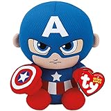 TY - 41189 - Peluche Beanie Baby Marvel Capitán América, Multicolor